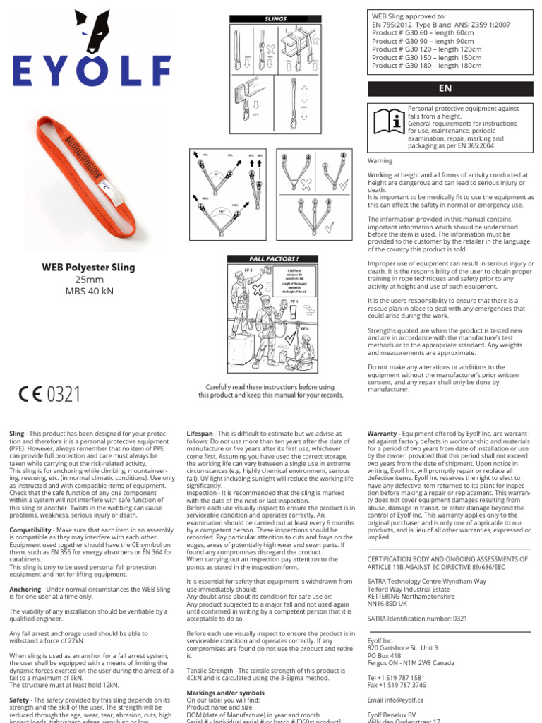 25mm WEB Polyester Sling Safety Guide | PDF