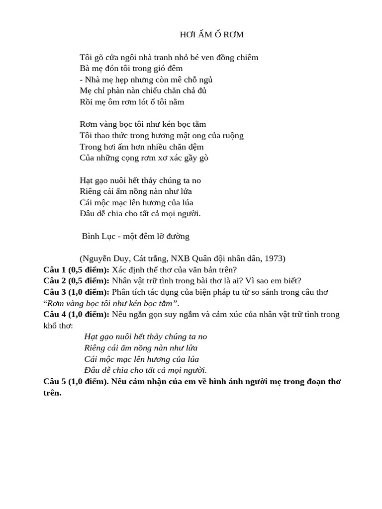 HƠI ẤM Ổ RƠM | PDF