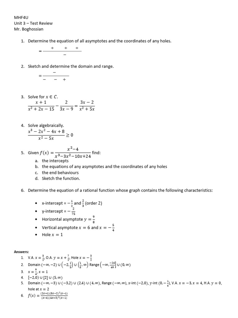 Unit 3 - Test Review | PDF