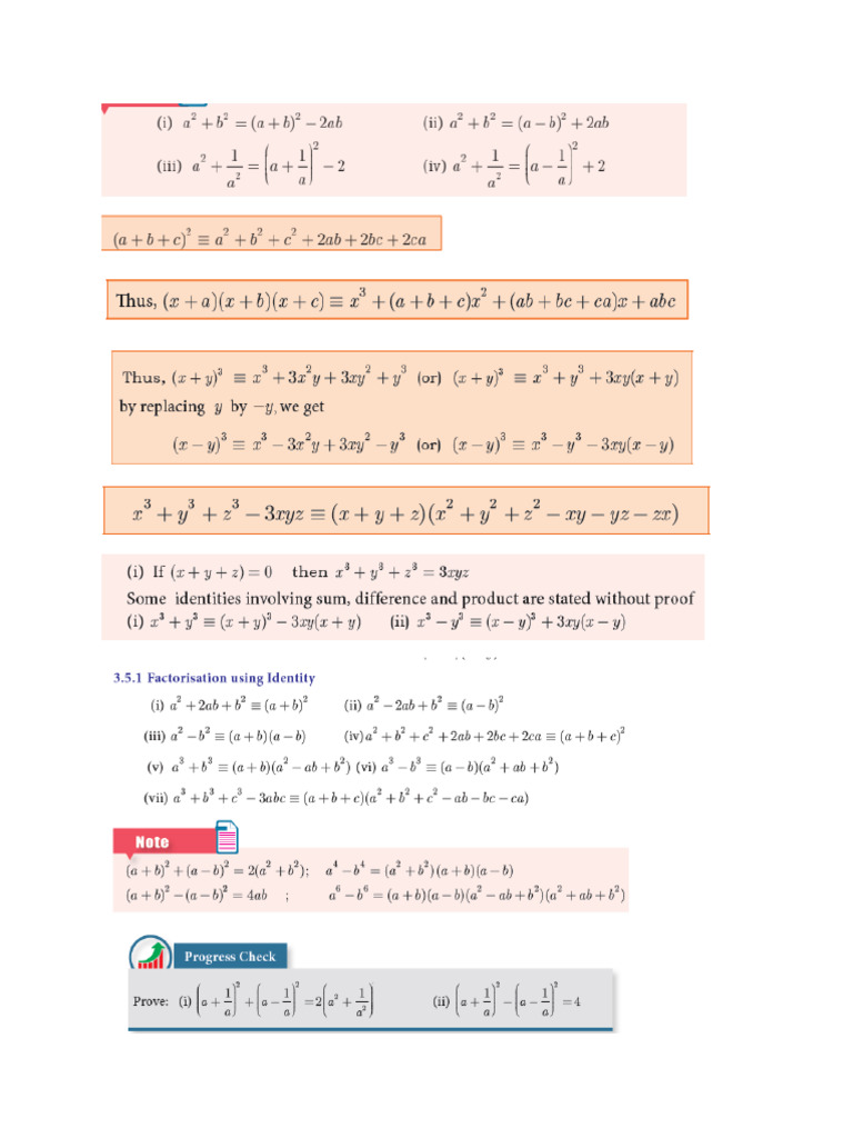 Algebra Formula Class 9 | PDF