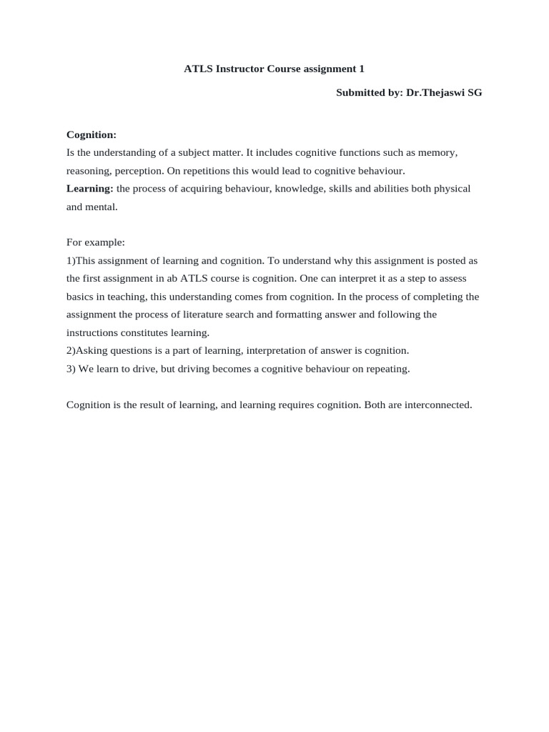 ATLS Instructor Course Assignment 1 | PDF