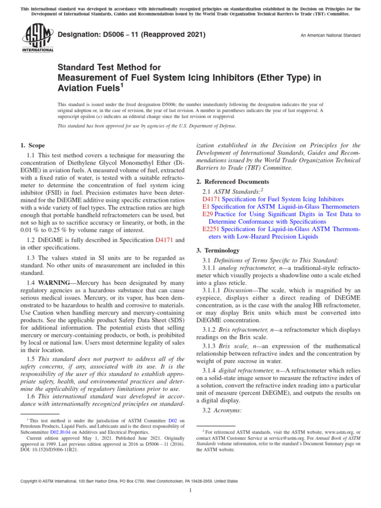 ASTM D5006: Fuel Icing Inhibitor Test | PDF | Temperature | Thermometer