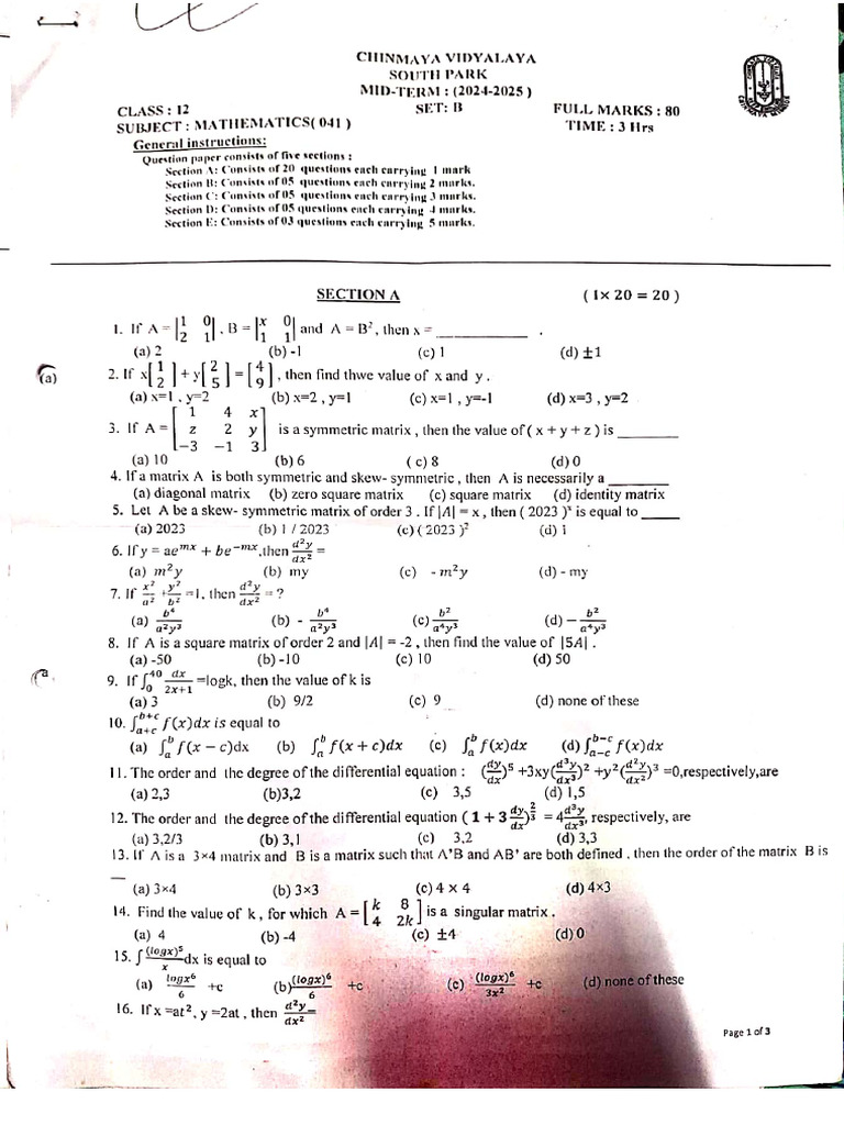 Maths Haly Yearly Paper | PDF