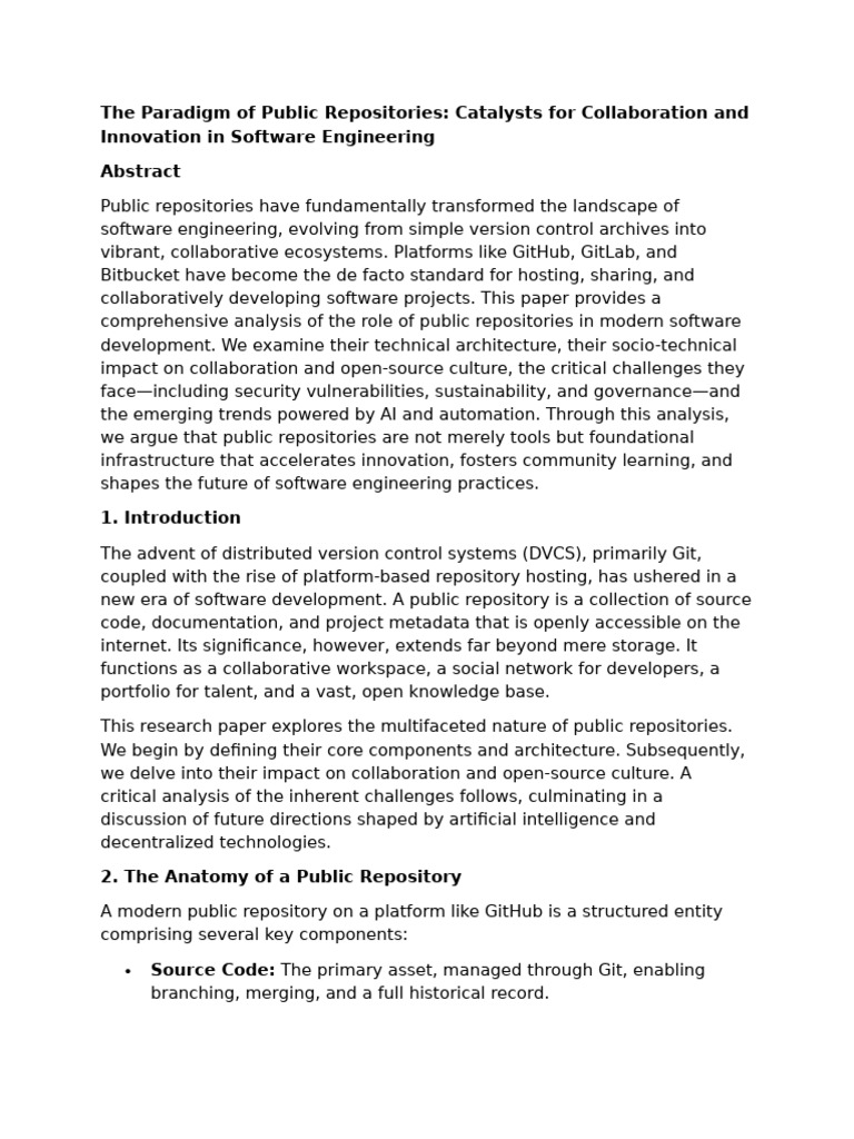 The Paradigm of Public Repositories | PDF | Version Control | Software ...