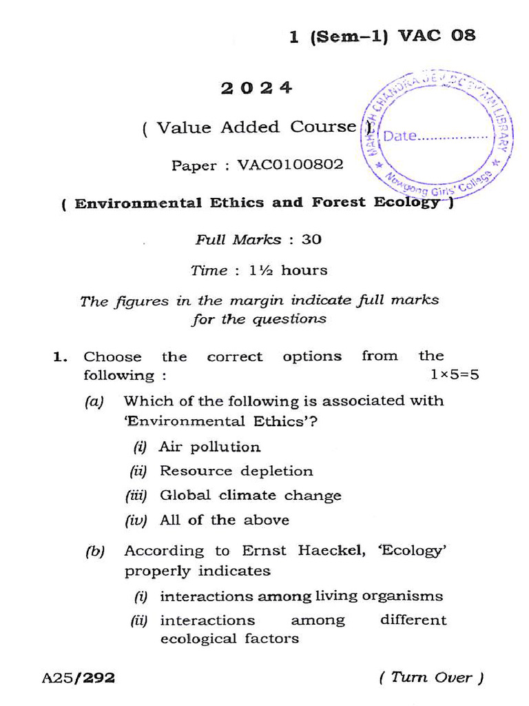 VAC0100802 NEP Question Paper | PDF