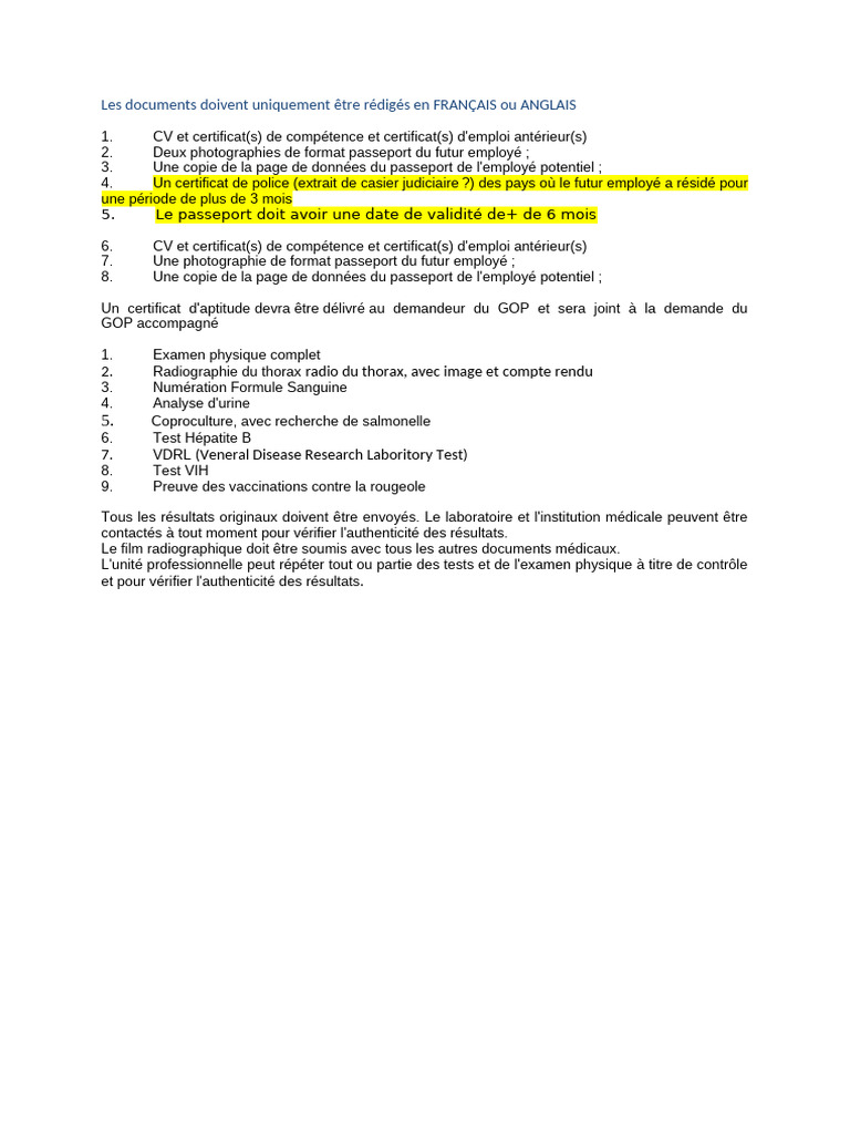 Documents requis pour le GOP | PDF