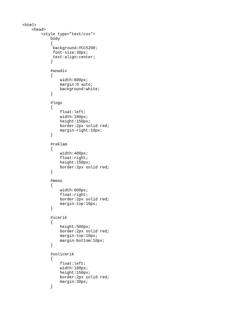 Web Page Layout with CSS Design | PDF