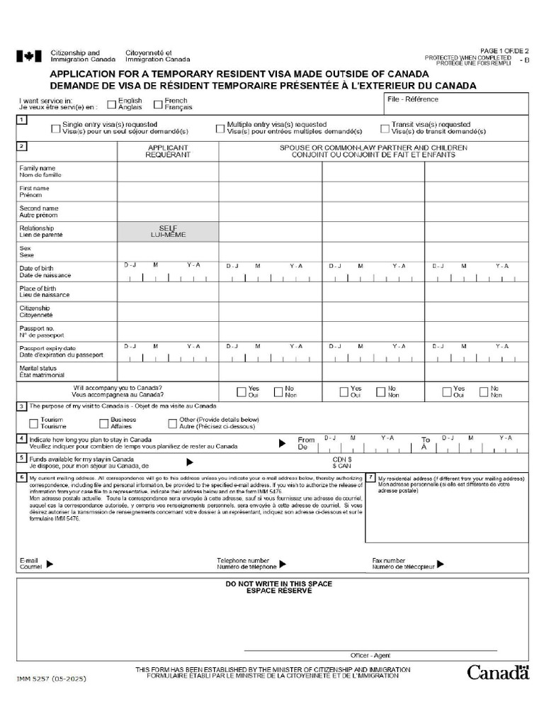 Formulaire de Demande de Visa | PDF