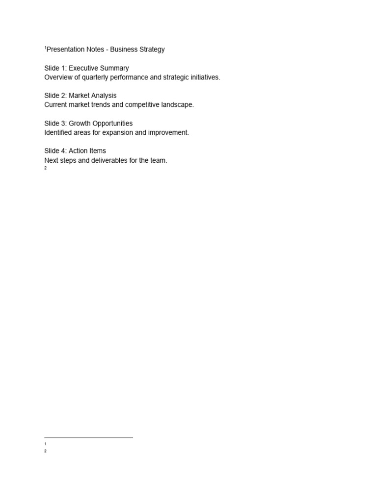 Presentation Notes Business Strategy | PDF