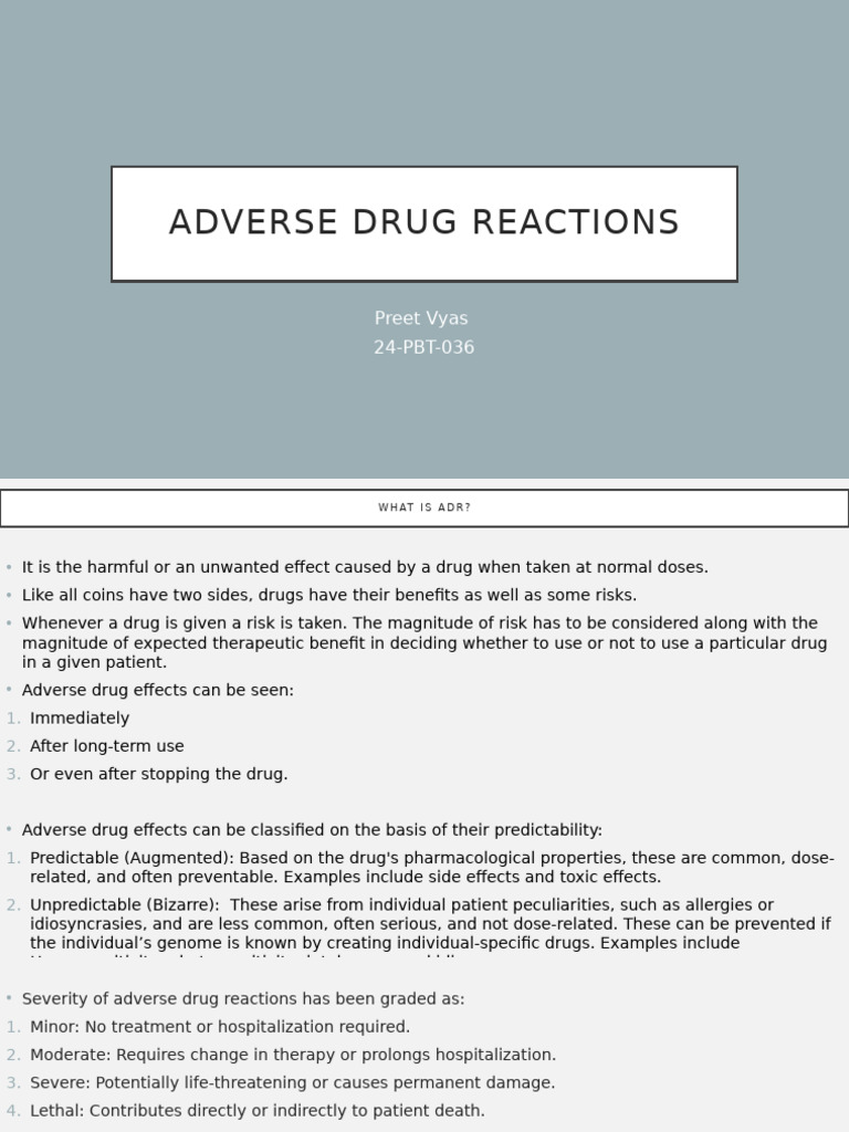 Understanding Adverse Drug Reactions | PDF | Substance Dependence ...