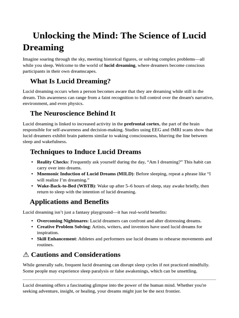 Lucid Dreaming | PDF