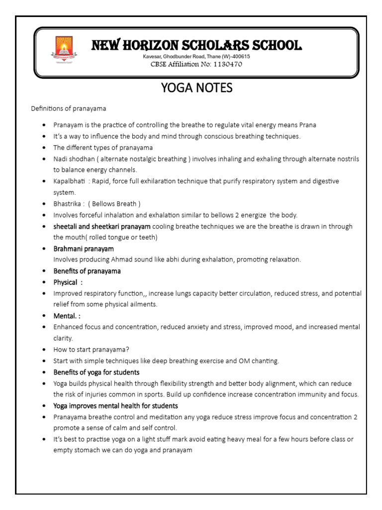 Yoga Notes - 250912 - 110153 | PDF | Breathing | Āstika