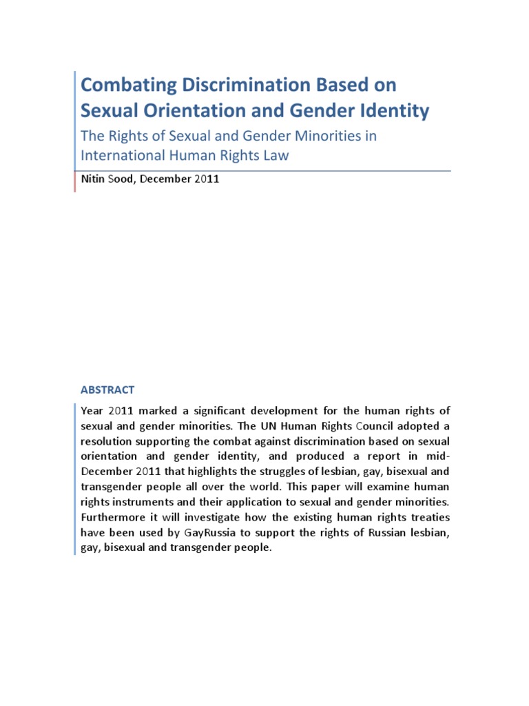 Combating Discrimination Based On Sexual Orientation and Gender ...