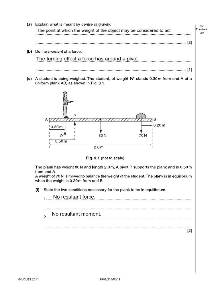 Physics Moment Test 2 Solutions | PDF