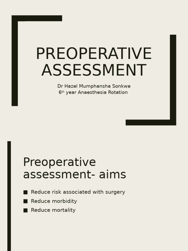 Preoperative Assessment in Anaesthesia | PDF | Surgery | Anesthesia