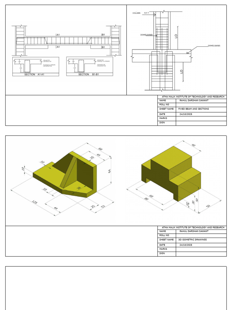 Fixed Beam and 3D Isometric Drawings | PDF