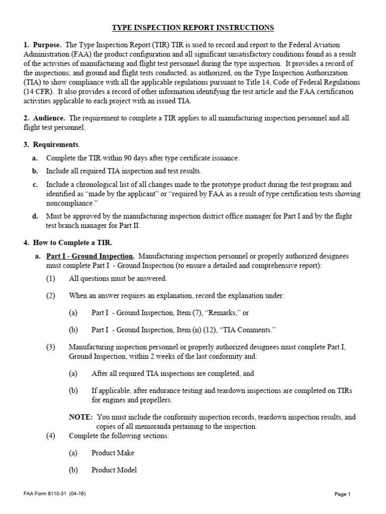 FAA Type Inspection Report Guidelines | PDF | Flight Test | Federal ...