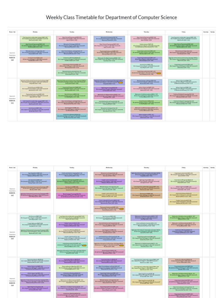 Week-6 October 6th To 10th October Timetable For Department of CS | PDF ...