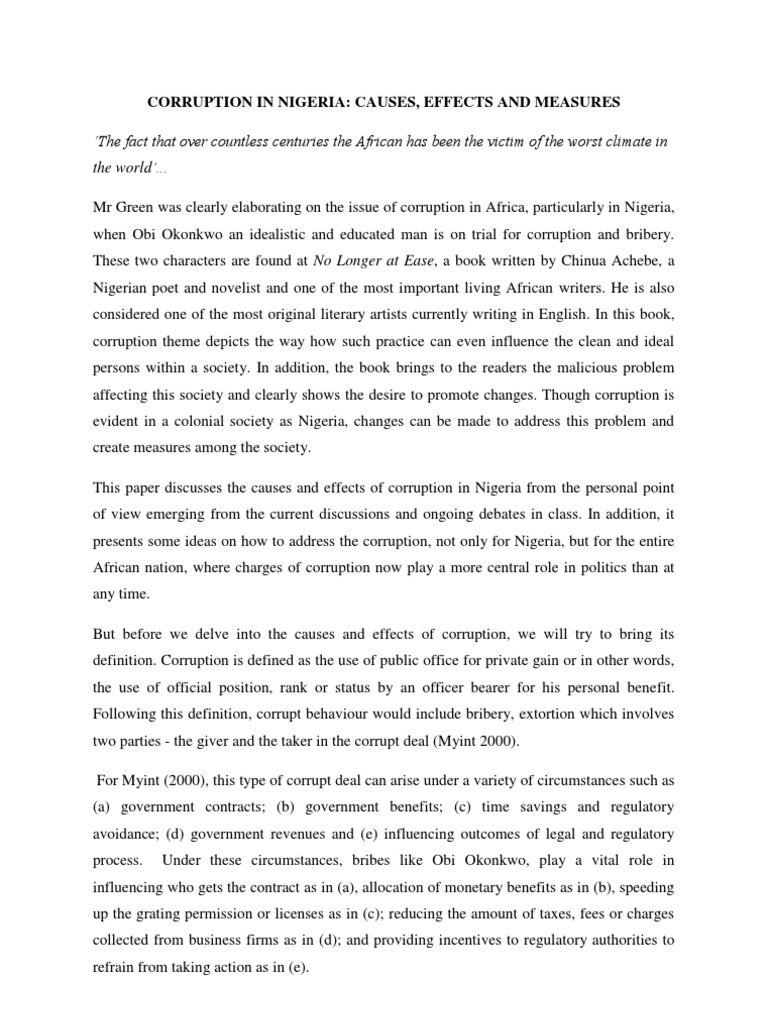 literature review on corruption in nigeria pdf