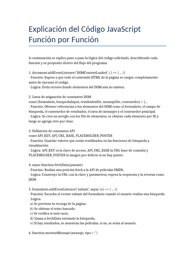 Explicación Detallada de Código JavaScript | PDF | Modelo de objeto de ...