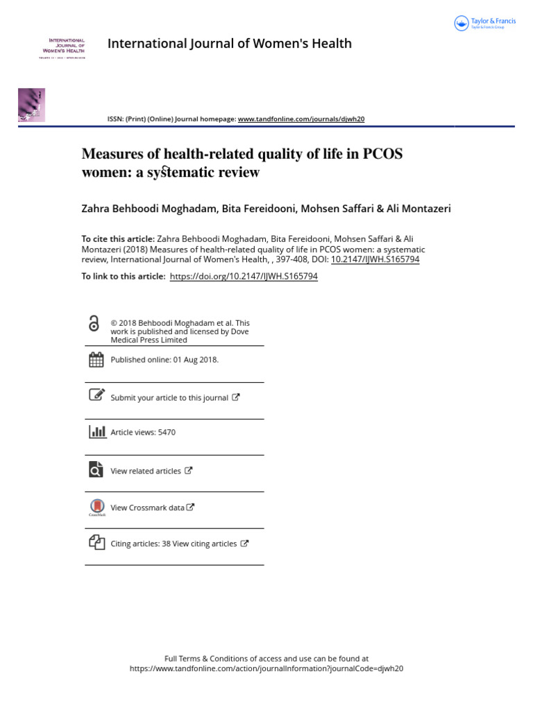 Measures of Health-Related Quality of Life in PCOS Women A Systematic ...