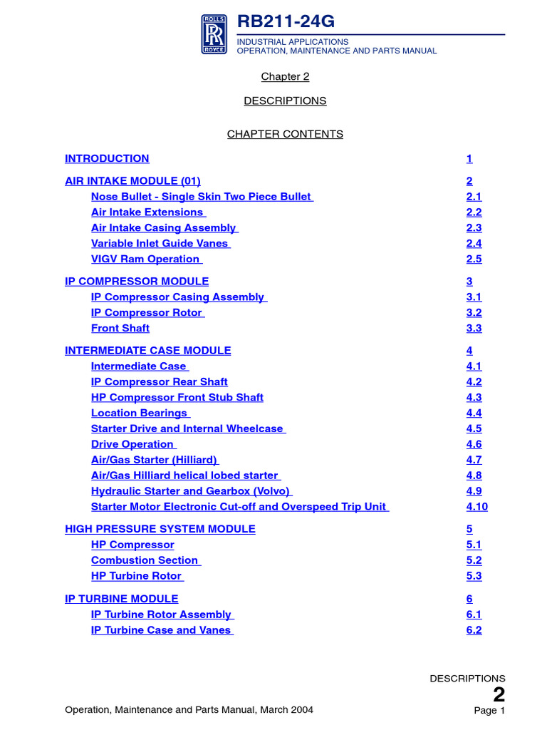 RB211-24G Operation & Maintenance Manual | PDF | Turbine | Valve