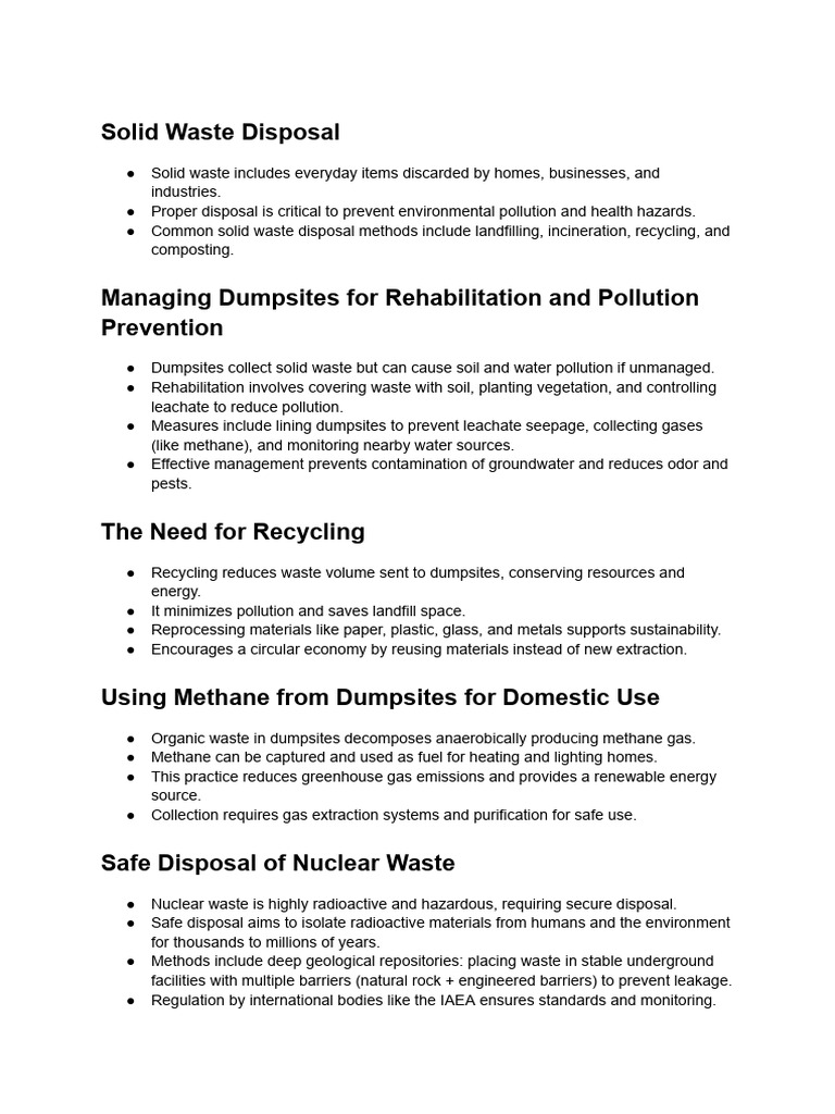 Solid Waste Management and Disposal Methods | PDF