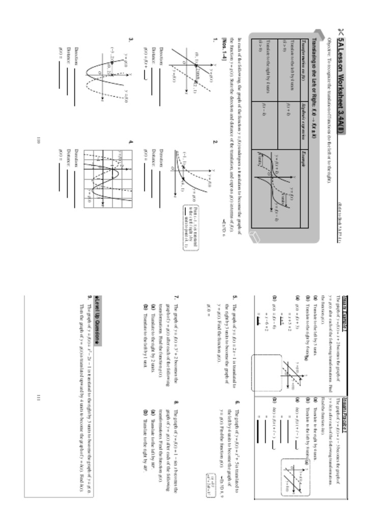 Function Translations and Reflections Worksheet | PDF | Cartesian ...