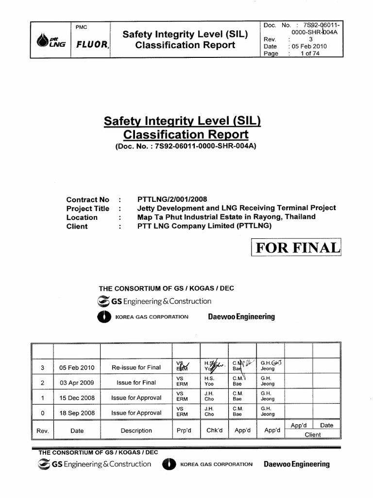 SIL Classification Report for LNG Terminal | PDF | Liquefied Natural ...