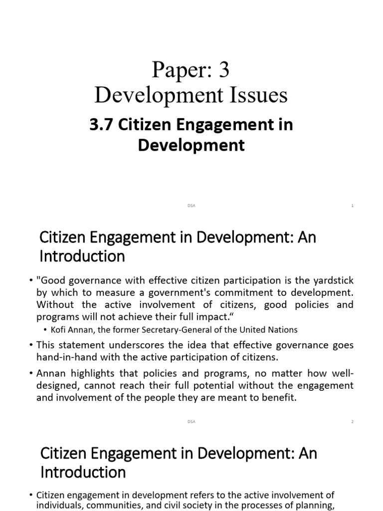 Citizen Engagement in Development Explained | PDF | Governance | Leadership