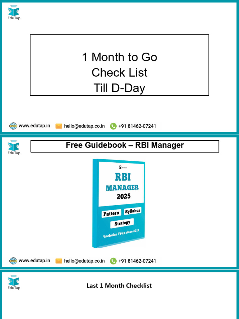Last One Month Check List | PDF