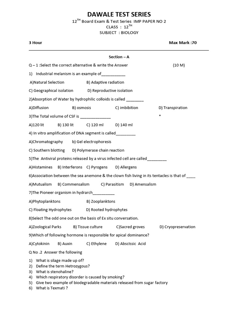 DTS Biology Imp Paper No2 | PDF | Polymerase Chain Reaction | Biotechnology