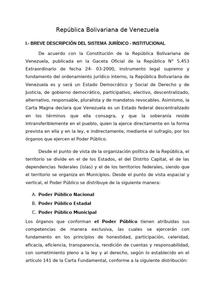 Estructura del Poder Público en Venezuela | PDF | Legislador ...
