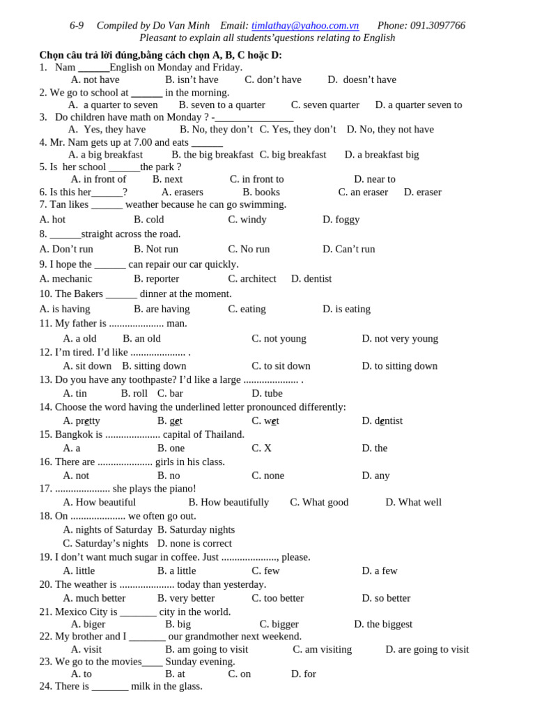 6-9 Bai Tap Trac Nghiem | PDF