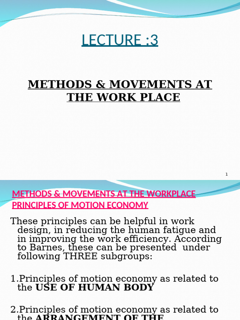 Workplace Motion Economy Principles | PDF