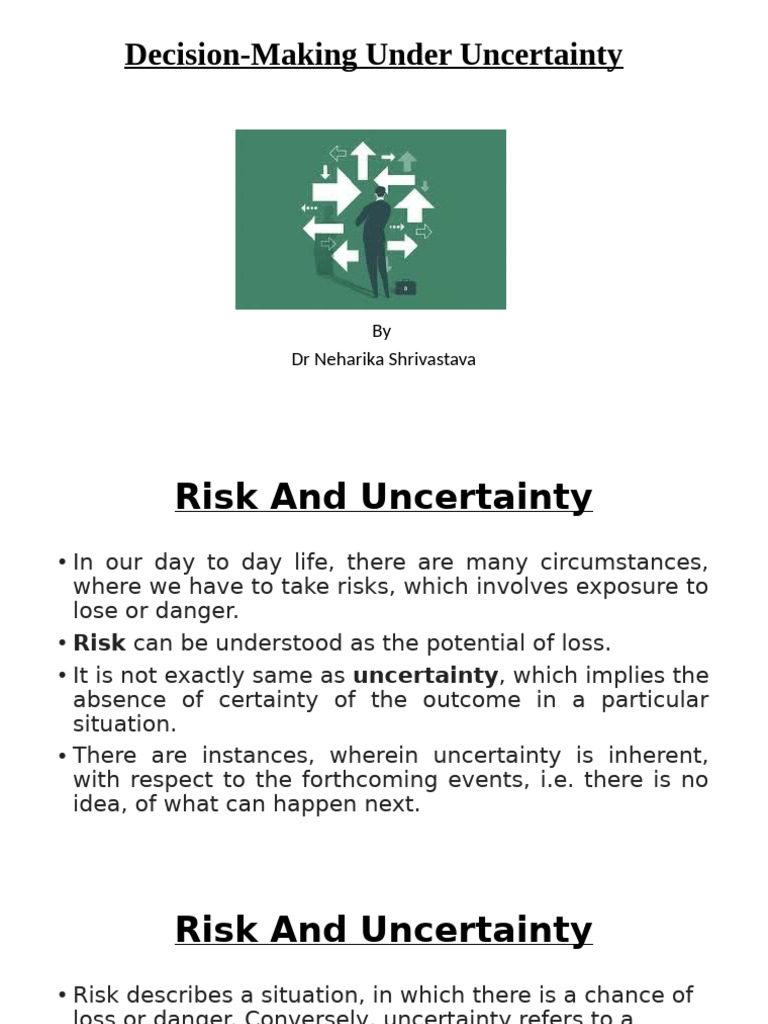 Unit 4 - Decision Making Under Uncertainity | PDF | Net Present Value ...