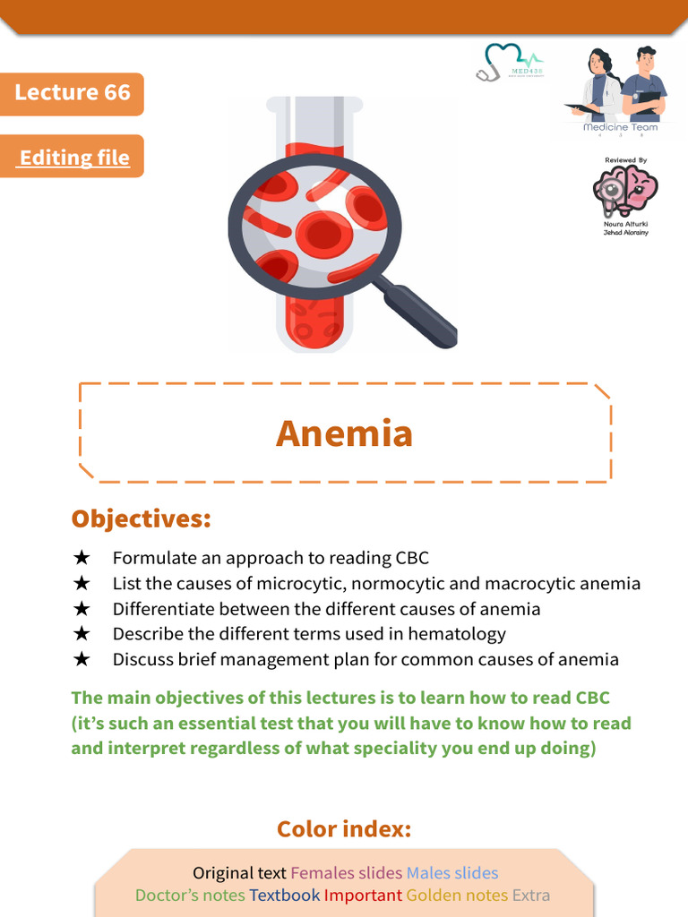 Understanding CBC and Anemia Management | PDF | Anemia | Red Blood Cell