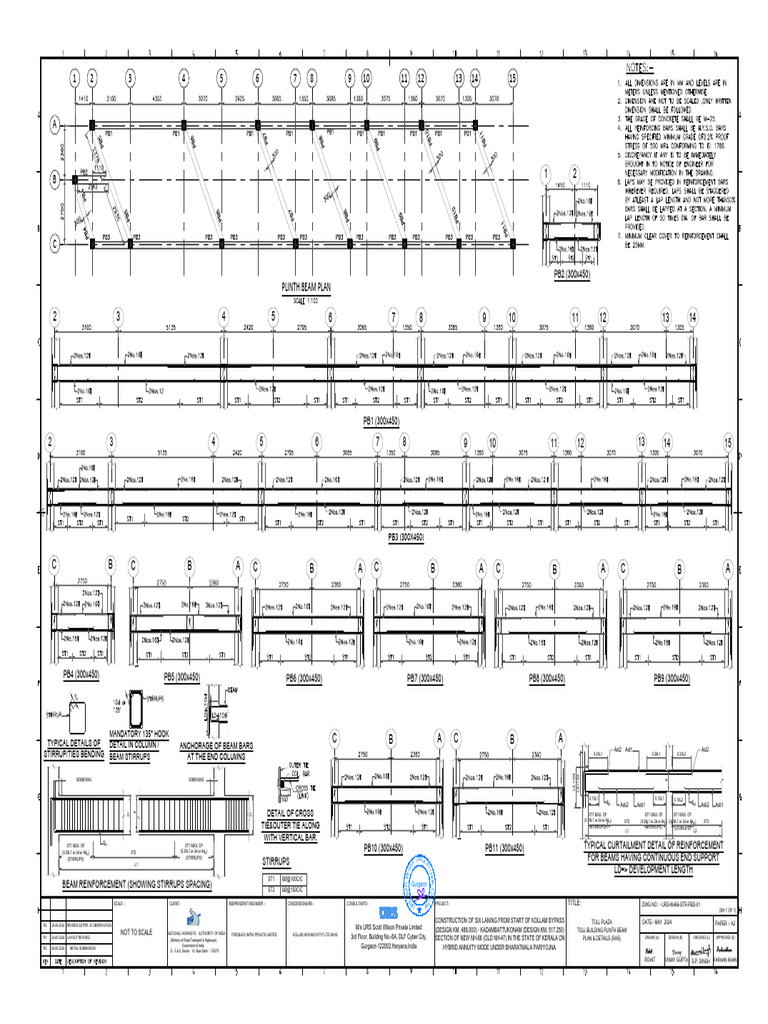 Plinth Beam Plan for Toll Building | PDF