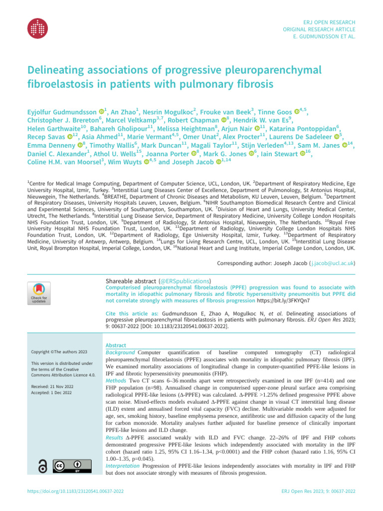 PPFE Progression and Mortality in Fibrosis | PDF | Ct Scan | Clinical ...