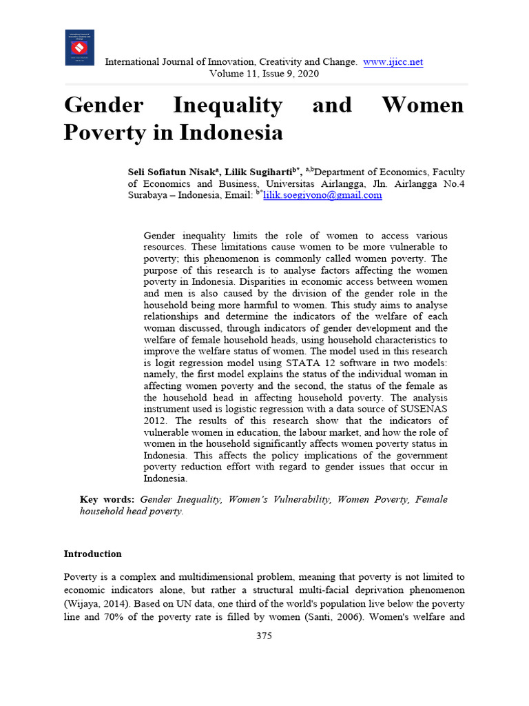 Gender Inequality and Women's Poverty in Indonesia | PDF | Poverty ...