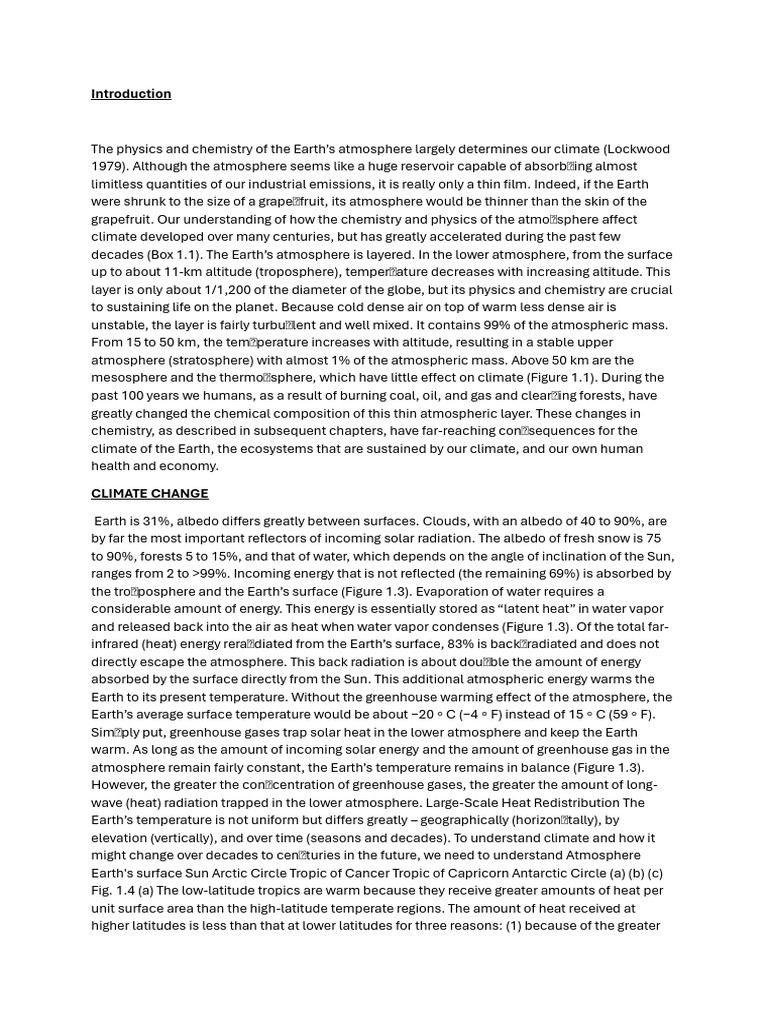 Earth's Atmosphere and Climate Dynamics | PDF | Greenhouse Effect ...