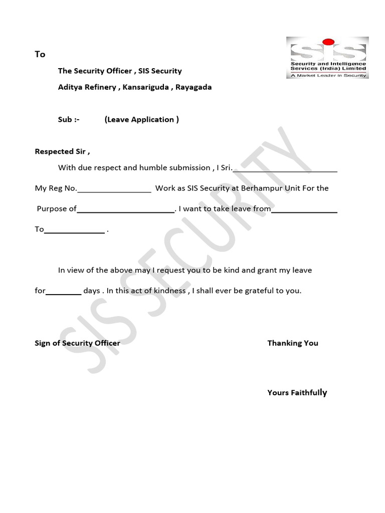 Security Officer Leave Application | PDF