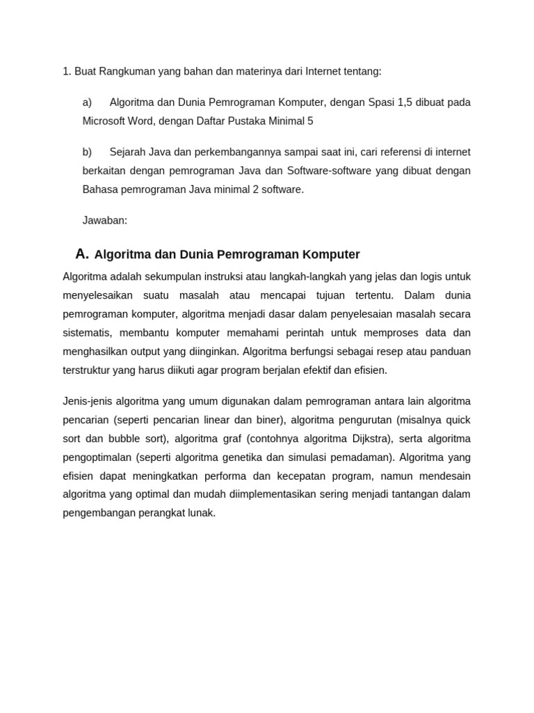 Algoritma dan Sejarah Pemrograman Java | PDF