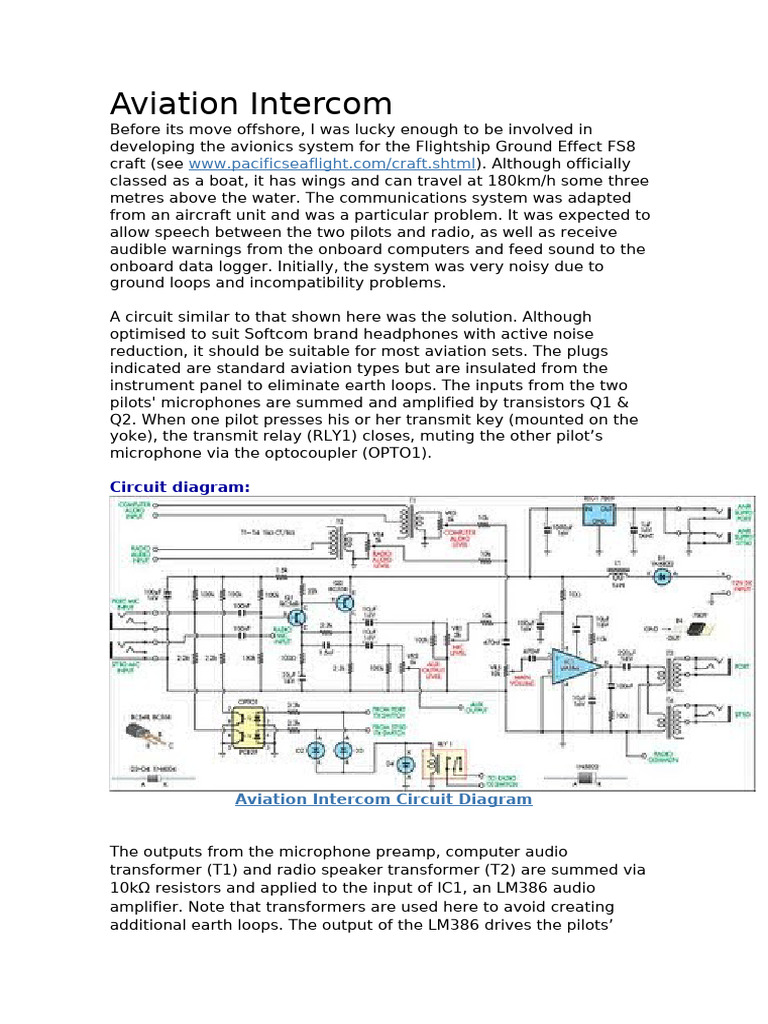 Aviation Intercom Circuit | PDF