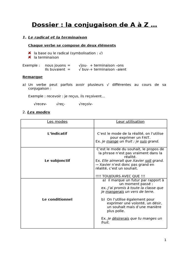 Conjugaison des verbes en français | PDF | Temps (grammaire) | Verbe