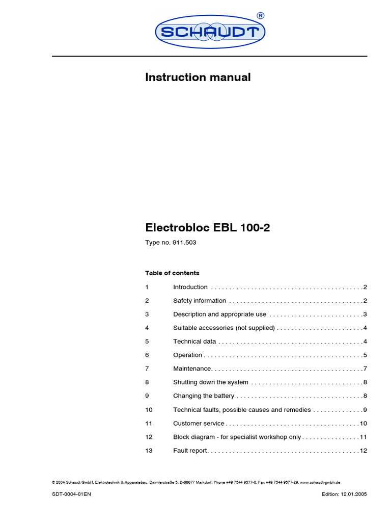 Electrobloc EBL 100-2 Manual | PDF | Battery Charger | Fuse (Electrical)