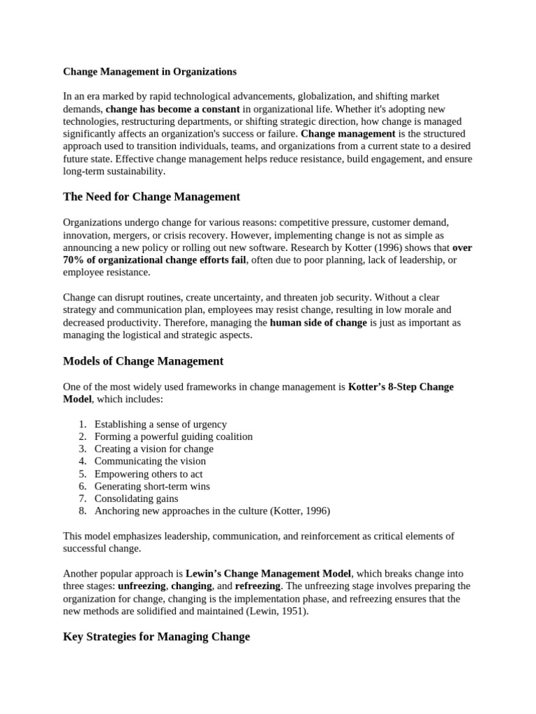 Change Management in Organizations | PDF | Change Management | Business