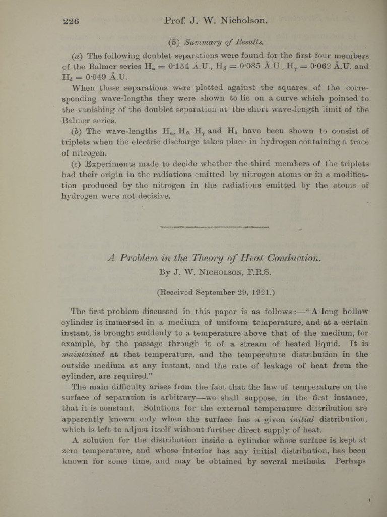 Nicholson 1997 A Problem in The Theory of Heat Conduction | PDF ...