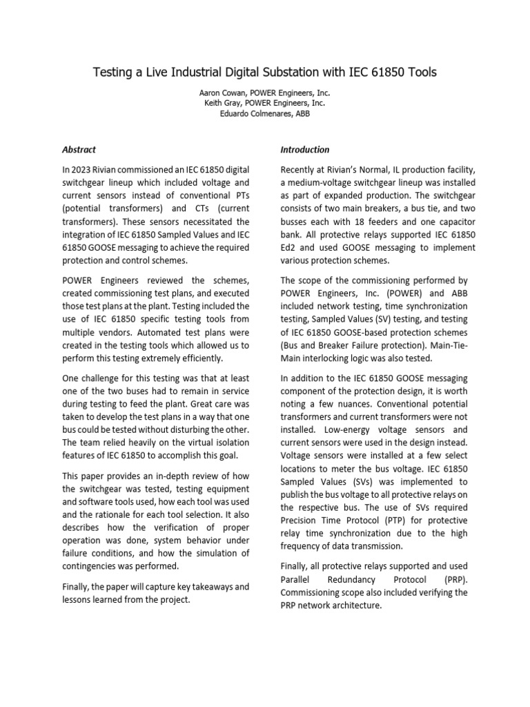 IEC 61850 Testing for Digital Substations | PDF | Computer Network | Relay