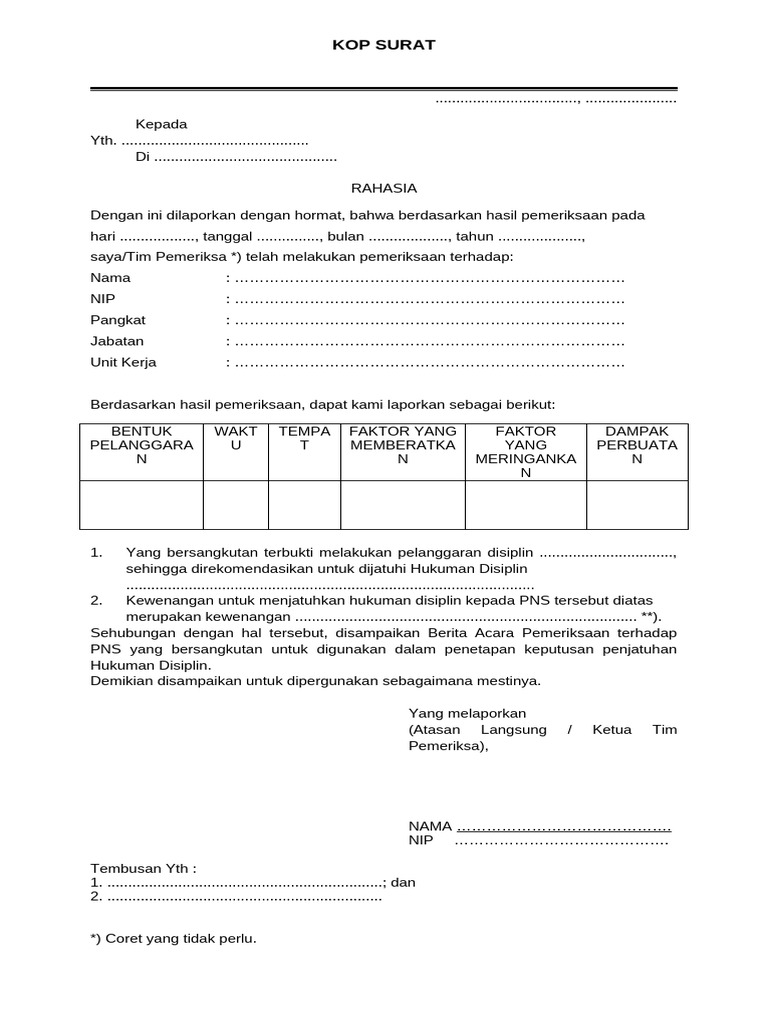 Format Laporan Hasil Pemeriksaan | PDF